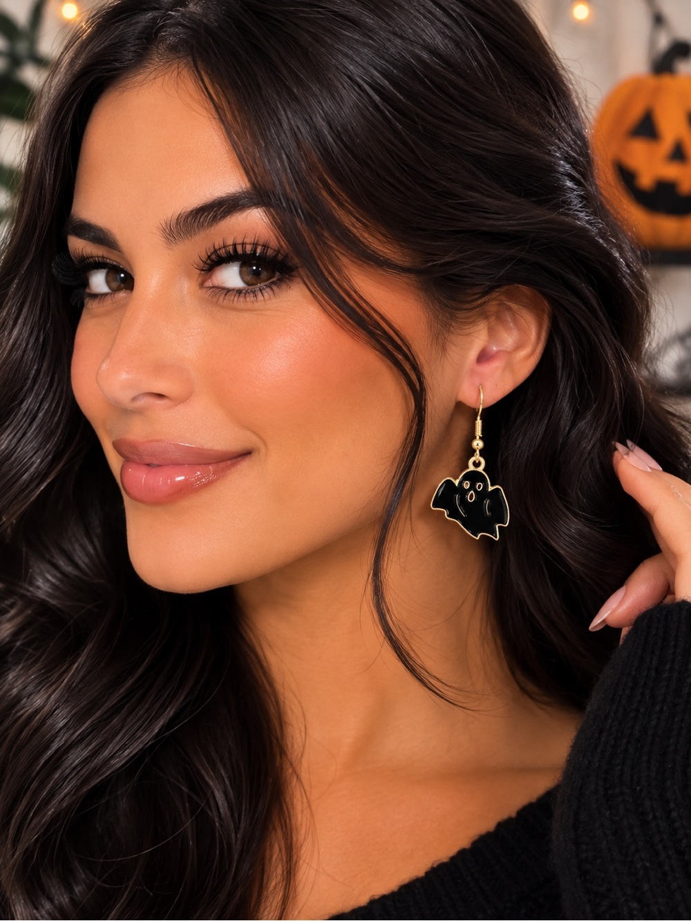 🎇Multi🎇Gold Black Ghost Dangle Earrings (3/$15)
